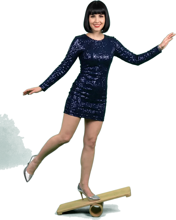 Woman balancing on a board