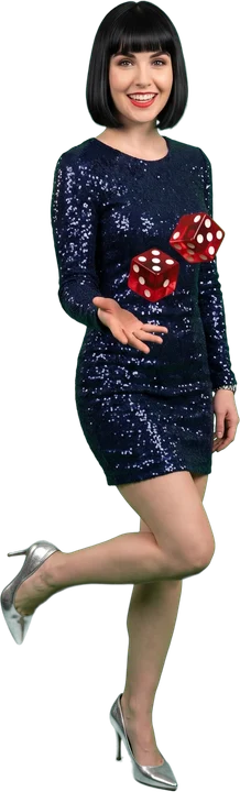 Woman tossing a pair of red dice
